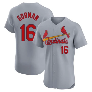 St. Louis Cardinals ＃16 Nolan Gorman Men's Elite Road Jersey - Gray