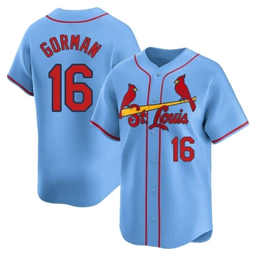 St. Louis Cardinals ＃16 Nolan Gorman Men's Limited Alternate Jersey - Light Blue