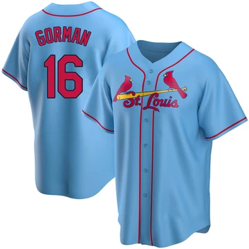 St. Louis Cardinals ＃16 Nolan Gorman Men's Replica Alternate Jersey - Light Blue