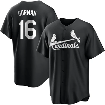 St. Louis Cardinals ＃16 Nolan Gorman Men's Replica Jersey - Black/White