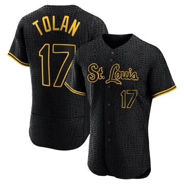 St. Louis Cardinals ＃17 Bobby Tolan Men's Authentic Snake Skin City Jersey - Black