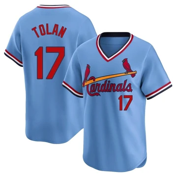 St. Louis Cardinals ＃17 Bobby Tolan Men's Limited Cooperstown Collection Jersey - Light Blue