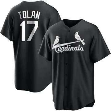 St. Louis Cardinals ＃17 Bobby Tolan Men's Replica Jersey - Black/White