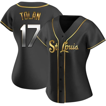 St. Louis Cardinals ＃17 Bobby Tolan Women's Replica Black en Alternate Jersey - Gold