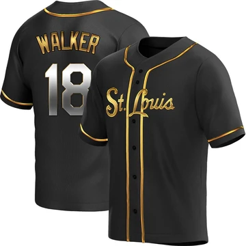 St. Louis Cardinals ＃18 Jordan Walker Men's Replica Black en Alternate Jersey - Gold