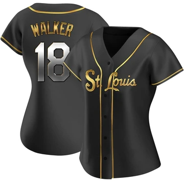 St. Louis Cardinals ＃18 Jordan Walker Women's Replica Black en Alternate Jersey - Gold