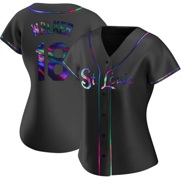St. Louis Cardinals ＃18 Jordan Walker Women's Replica Holographic Alternate Jersey - Black