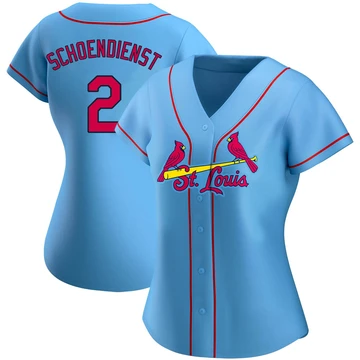 St. Louis Cardinals ＃2 Red Schoendienst Women's Authentic Alternate Jersey - Light Blue