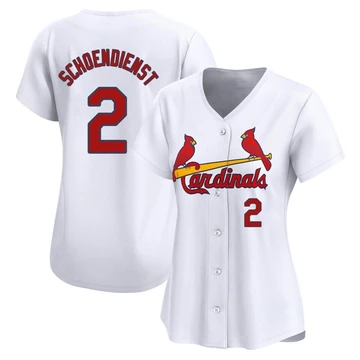 St. Louis Cardinals ＃2 Red Schoendienst Women's Limited Home Jersey - White