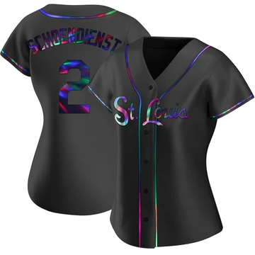 St. Louis Cardinals ＃2 Red Schoendienst Women's Replica Holographic Alternate Jersey - Black