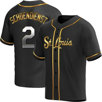 St. Louis Cardinals ＃2 Red Schoendienst Youth Replica Black en Alternate Jersey - Gold
