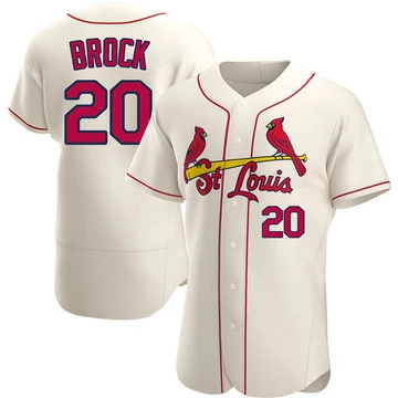 St. Louis Cardinals ＃20 Lou Brock Men's Authentic Alternate Jersey - Cream