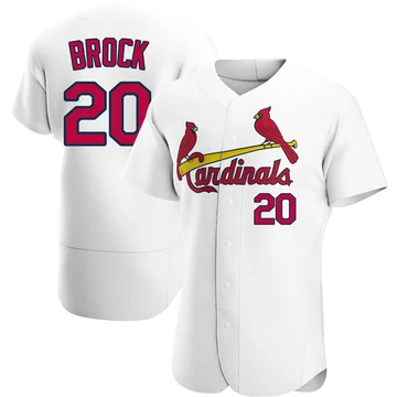St. Louis Cardinals ＃20 Lou Brock Men's Authentic Home Jersey - White