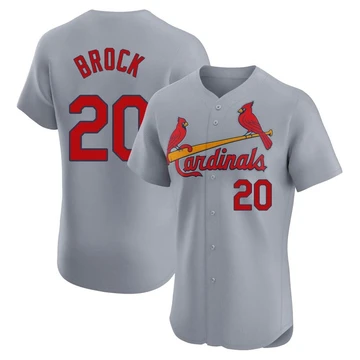 St. Louis Cardinals ＃20 Lou Brock Men's Elite Road Jersey - Gray