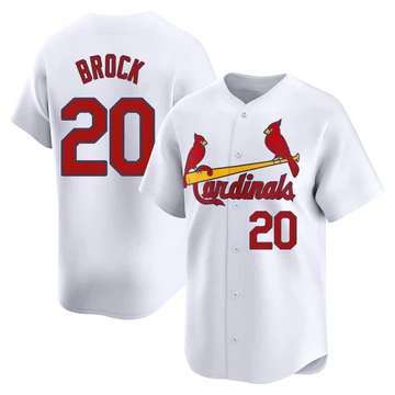 St. Louis Cardinals ＃20 Lou Brock Men's Limited Home Jersey - White