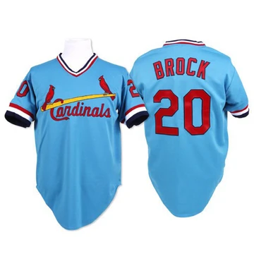 St. Louis Cardinals ＃20 Lou Brock Men's Replica Throwback Jersey - Blue