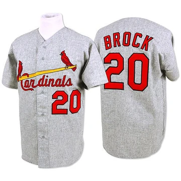 St. Louis Cardinals ＃20 Lou Brock Men's Replica Throwback Jersey - Grey