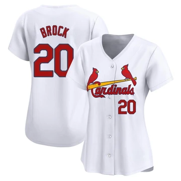 St. Louis Cardinals ＃20 Lou Brock Women's Limited Home Jersey - White