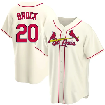 St. Louis Cardinals ＃20 Lou Brock Youth Replica Alternate Jersey - Cream