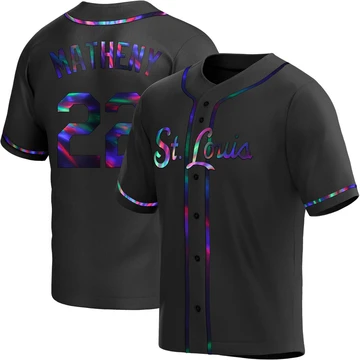 St. Louis Cardinals ＃22 Mike Matheny Men's Replica Holographic Alternate Jersey - Black