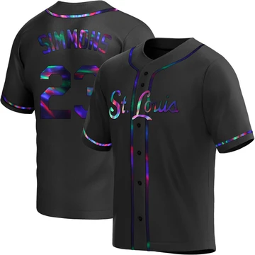 St. Louis Cardinals ＃23 Ted Simmons Men's Replica Holographic Alternate Jersey - Black