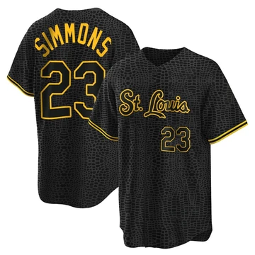 St. Louis Cardinals ＃23 Ted Simmons Men's Replica Snake Skin City Jersey - Black