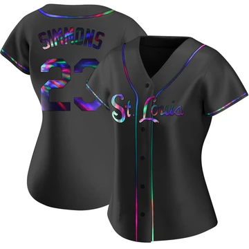 St. Louis Cardinals ＃23 Ted Simmons Women's Replica Holographic Alternate Jersey - Black