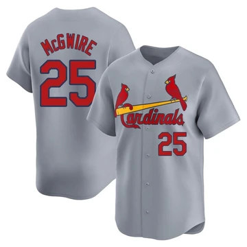 St. Louis Cardinals ＃25 Mark McGwire Men's Limited Away Jersey - Gray