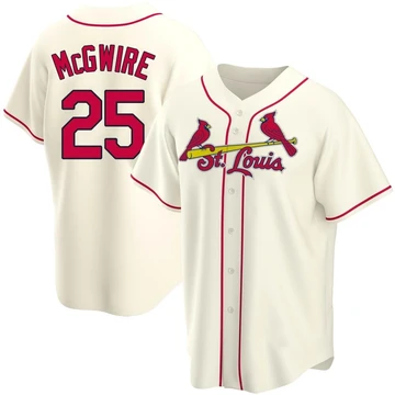 St. Louis Cardinals ＃25 Mark McGwire Men's Replica Alternate Jersey - Cream