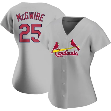 St. Louis Cardinals ＃25 Mark McGwire Women's Replica Road Jersey - Gray