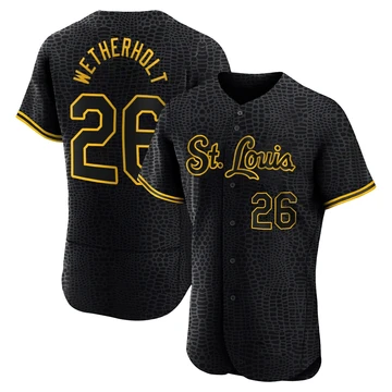 St. Louis Cardinals ＃26 JJ Wetherholt Men's Authentic Snake Skin City Jersey - Black