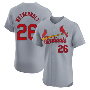St. Louis Cardinals ＃26 JJ Wetherholt Men's Elite Road Jersey - Gray