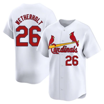 St. Louis Cardinals ＃26 JJ Wetherholt Men's Limited Home Jersey - White