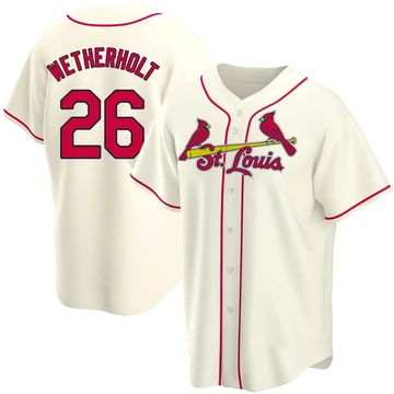 St. Louis Cardinals ＃26 JJ Wetherholt Men's Replica Alternate Jersey - Cream