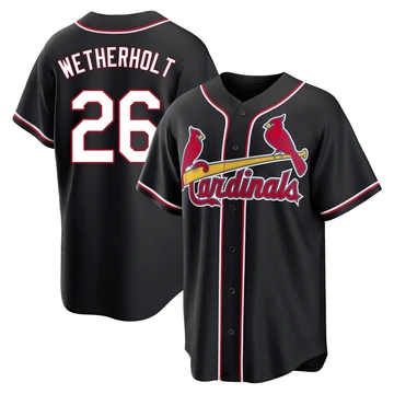 St. Louis Cardinals ＃26 JJ Wetherholt Men's Replica Fashion Out Jersey - Black