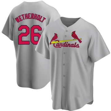 St. Louis Cardinals ＃26 JJ Wetherholt Men's Replica Road Jersey - Gray
