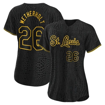 St. Louis Cardinals ＃26 JJ Wetherholt Women's Authentic Snake Skin City Jersey - Black