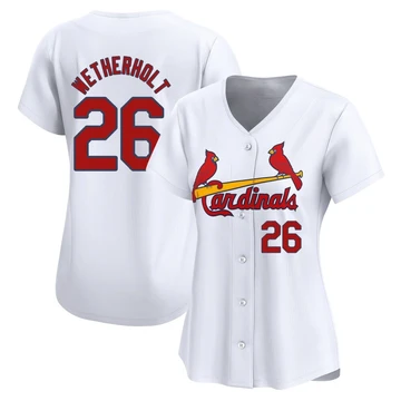 St. Louis Cardinals ＃26 JJ Wetherholt Women's Limited Home Jersey - White
