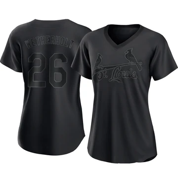 St. Louis Cardinals ＃26 JJ Wetherholt Women's Replica Pitch Fashion Jersey - Black