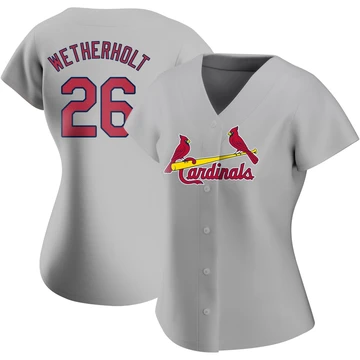 St. Louis Cardinals ＃26 JJ Wetherholt Women's Replica Road Jersey - Gray