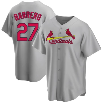 St. Louis Cardinals ＃27 Jose Barrero Men's Replica Road Jersey - Gray