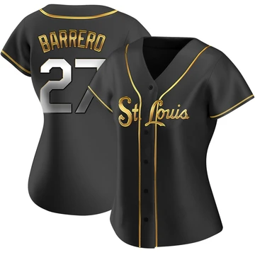 St. Louis Cardinals ＃27 Jose Barrero Women's Replica Black en Alternate Jersey - Gold