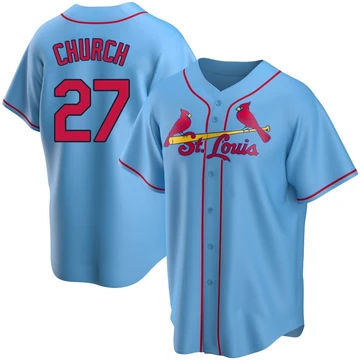 St. Louis Cardinals ＃27 Nathan Church Youth Replica Alternate Jersey - Light Blue