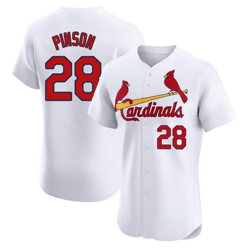 St. Louis Cardinals ＃28 Vada Pinson Men's Elite Home Jersey - White
