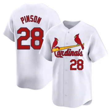St. Louis Cardinals ＃28 Vada Pinson Men's Limited Home Jersey - White
