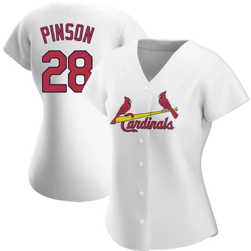 St. Louis Cardinals ＃28 Vada Pinson Women's Authentic Home Jersey - White