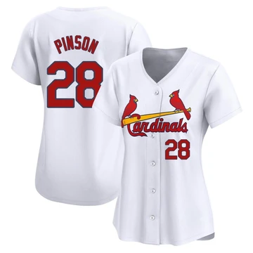 St. Louis Cardinals ＃28 Vada Pinson Women's Limited Home Jersey - White