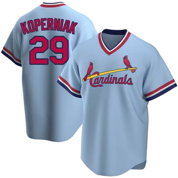St. Louis Cardinals ＃29 Matt Koperniak Youth Replica Road Cooperstown Collection Jersey - Light Blue