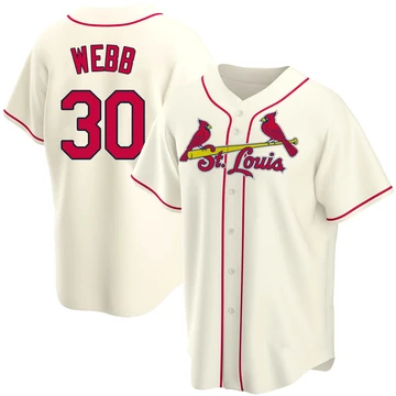 St. Louis Cardinals ＃30 Tyler Webb Men's Replica Alternate Jersey - Cream