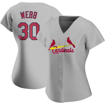 St. Louis Cardinals ＃30 Tyler Webb Women's Authentic Road Jersey - Gray